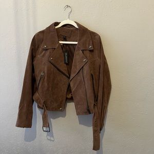 NEW BlankNYC brown suede leather moto jacket size XL NWT